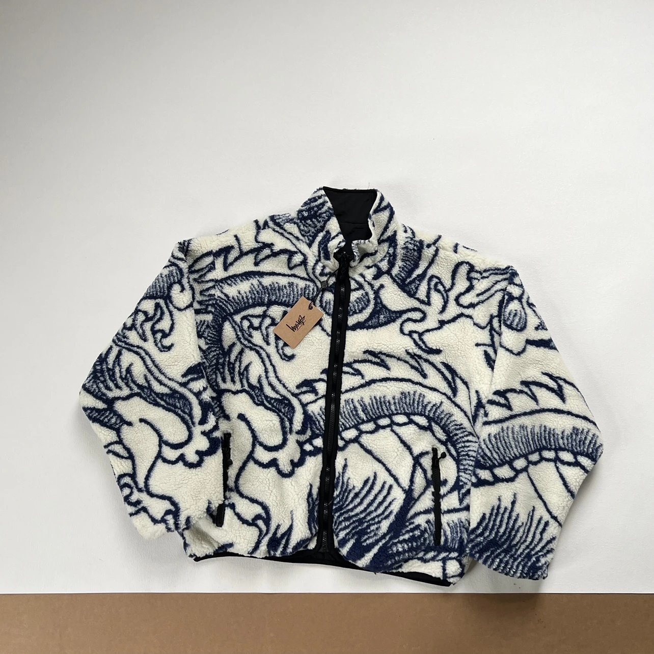 Veste Stussy Dragon Sherpa Bleue